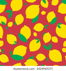 Patrón sin costuras con limones. Limones con hojas. Diseño para papel pintado, papel de embalaje, impresión textil.