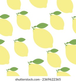 Seamless pattern of lemons with leaves on a white background.Vector pattern for textiles, paper.