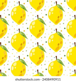 Seamless pattern with lemons. Lemon vector illustration in flat style. Pattern with citrus fruits for your design.