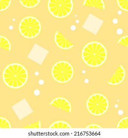 Seamless pattern with lemons on orange background