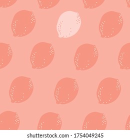 Seamless pattern with lemons on pink background, vector illustration