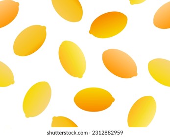 Seamless pattern with lemons on a white background. Gradient lemons in yellow-orange color. Design for printing on paper and fabric, banners and posters. Vector illustration