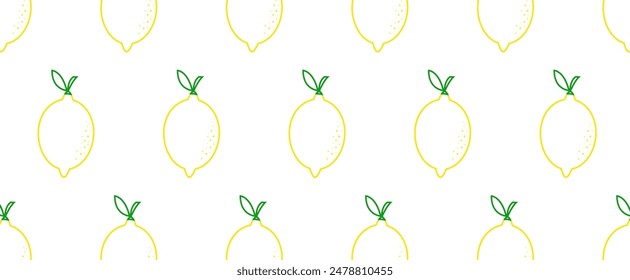 Seamless pattern with lemons on white background. For food design, fabric, packaging. Vector illustration 