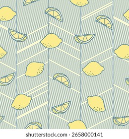 Seamless pattern with lemons. Print for textile, wallpaper, covers, surface. Retro stylization. For fashion fabric.