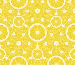 Seamless Pattern From Lemons. Vector Background Kaleidoscope.