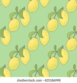 Seamless pattern with lemons. Vector background with fruits for your design.