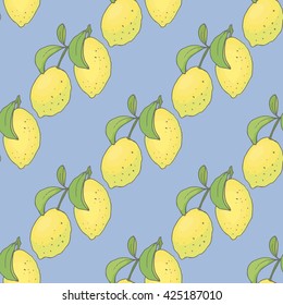 Seamless pattern with lemons. Vector background with fruits for your design.