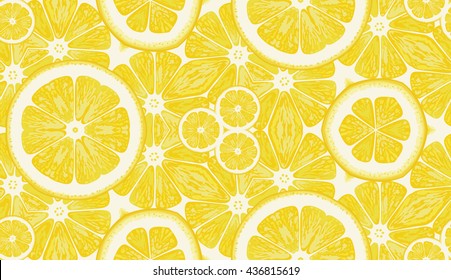 Seamless pattern from lemons. Vector background kaleidoscope.