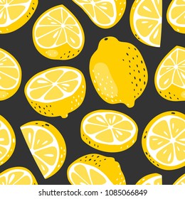 Seamless pattern with lemons. Vector illustration.