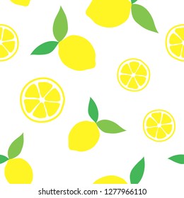Seamless pattern with lemons. Vector illustration in flat style
