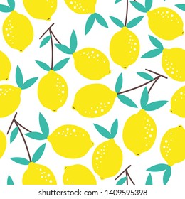 Seamless pattern with lemons. Vector illustrations