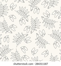 Seamless pattern with lentil. Contour drawing vector illustration. Perfect for wallpapers, wrapping papers, restaurant menu, web page background, textile 