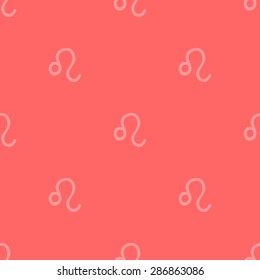 Seamless pattern with Leo painted by hand on a background of red coral