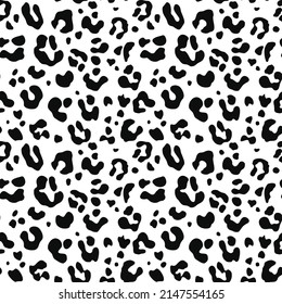 Seamless pattern leopard, black and white print. Fashion background.