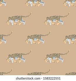 Seamless pattern with leopard. Fashion background. Colorful trendy textile, fabric, apparel