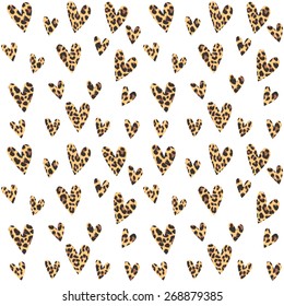 Seamless pattern with leopard hearts, trendy design, vector illustration background