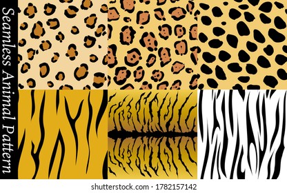 Patrón sin soldadura: patrón de leopardo, jaguar, cheetah, patrón tigre, conjunto de patrones de cebra