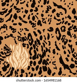 Seamless pattern with leopard and Jaguar spots.
