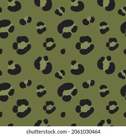 Seamless pattern with leopard ornament in khaki color. Vector illustration.