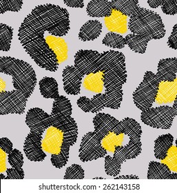 Seamless Pattern Leopard Skin Black & White & Yellow