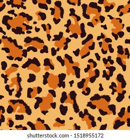 Seamless pattern with leopard skin design.  Exotic animal jaguar, leopard, cheetah, panther fur. Vector illustration. Endless camouflage background.