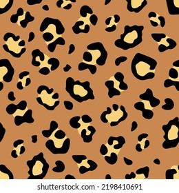 Seamless pattern with leopard skin. Flat vector illustration. For printing on T-shirts and other purposes.