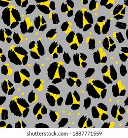 Seamless pattern with leopard skin in yellow illuminate and gray color. Vector.