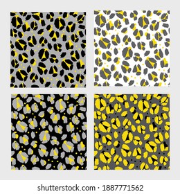 Seamless pattern with leopard skin in yellow illuminate and gray color. Vector.
