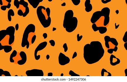 Seamless pattern Leopard spots animal skin On white background. For textile, packaging, box, cardboard, packaging paper. 
Cartoon style. Vector