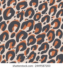 Patrón sin costuras de manchas de leopardo para tela de bebé. Manchas marrones como un leopardo están esparcidas por toda la tela. Ilustración vectorial plana.