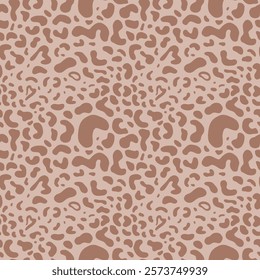 Seamless pattern with leopard spots, brown shapes on a soft pink backdrop. Aesthetic background for apparel, room decor, tee prints, fabric, wrapping, design projects highlighting natural themes