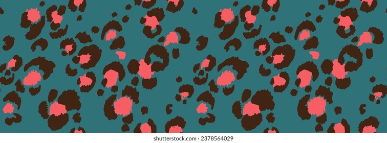 Seamless pattern with leopard spots. Wild animal skin print in different colors in flat style. Exotic ornament, fashionable elegant print. African pattern for wallpaper or fabric.
