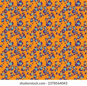 Patrón sin foco con manchas leopardo. La piel de animal salvaje se imprime en diferentes colores en un estilo plano. Un adorno exótico, una elegante impresión de moda. Patrón africano para papel pintado o tela.