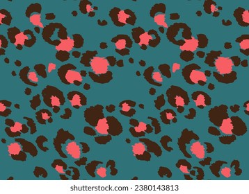 Seamless pattern with leopard spots. Wild animal skin print in different colors in flat style. Exotic ornament, fashionable elegant print. African pattern for wallpaper or fabric.