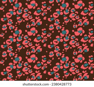 Seamless pattern with leopard spots. Wild animal skin print in different colors in flat style. Exotic ornament, fashionable elegant print. African pattern for wallpaper or fabric.