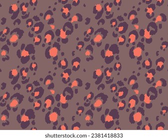 Seamless pattern with leopard spots. Wild animal skin print in different colors in flat style. Exotic ornament, fashionable elegant print. African pattern for wallpaper or fabric.