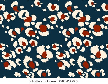 Seamless pattern with leopard spots. Wild animal skin print in different colors in flat style. Exotic ornament, fashionable elegant print. African pattern for wallpaper or fabric.