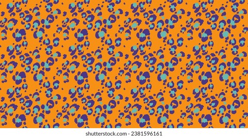 Seamless pattern with leopard spots. Wild animal skin print in different colors in flat style. Exotic ornament, fashionable elegant print. African pattern for wallpaper or fabric.
