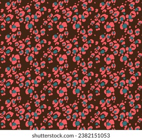 Seamless pattern with leopard spots. Wild animal skin print in different colors in flat style. Exotic ornament, fashionable elegant print. African pattern for wallpaper or fabric.