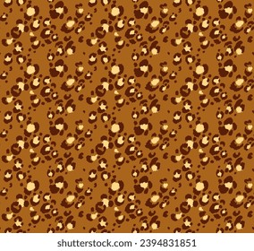 Seamless pattern with leopard spots. Wild animal skin print in different colors in flat style. Exotic ornament, fashionable elegant print. African pattern for wallpaper or fabric.