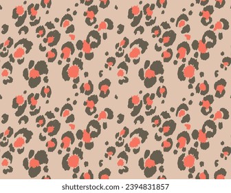 Seamless pattern with leopard spots. Wild animal skin print in different colors in flat style. Exotic ornament, fashionable elegant print. African pattern for wallpaper or fabric.