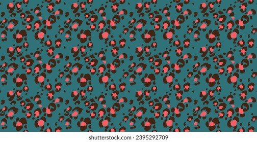 Seamless pattern with leopard spots. Wild animal skin print in different colors in flat style. Exotic ornament, fashionable elegant print. African pattern for wallpaper or fabric.