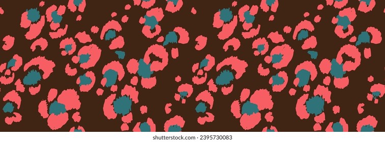 Seamless pattern with leopard spots. Wild animal skin print in different colors in flat style. Exotic ornament, fashionable elegant print. African pattern for wallpaper or fabric.