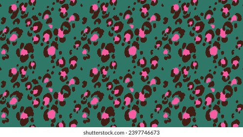 Seamless pattern with leopard spots. Wild animal skin print in different colors in flat style. Exotic ornament, fashionable elegant print. African pattern for wallpaper or fabric.