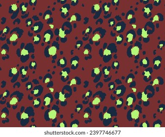 Seamless pattern with leopard spots. Wild animal skin print in different colors in flat style. Exotic ornament, fashionable elegant print. African pattern for wallpaper or fabric.