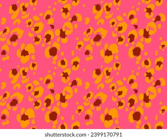 Seamless pattern with leopard spots. Wild animal skin print in different colors in flat style. Exotic ornament, fashionable elegant print. African pattern for wallpaper or fabric.