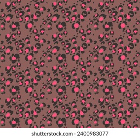 Seamless pattern with leopard spots. Wild animal skin print in different colors in flat style. Exotic ornament, fashionable elegant print. African pattern for wallpaper or fabric.