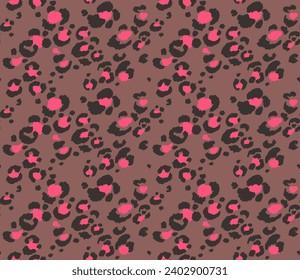 Seamless pattern with leopard spots. Wild animal skin print in different colors in flat style. Exotic ornament, fashionable elegant print. African pattern for wallpaper or fabric.