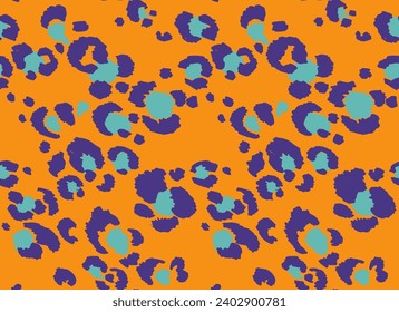 Seamless pattern with leopard spots. Wild animal skin print in different colors in flat style. Exotic ornament, fashionable elegant print. African pattern for wallpaper or fabric.
