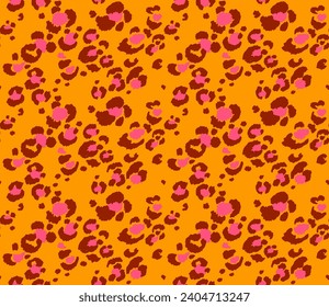 Seamless pattern with leopard spots. Wild animal skin print in different colors in flat style. Exotic ornament, fashionable elegant print. African pattern for wallpaper or fabric.